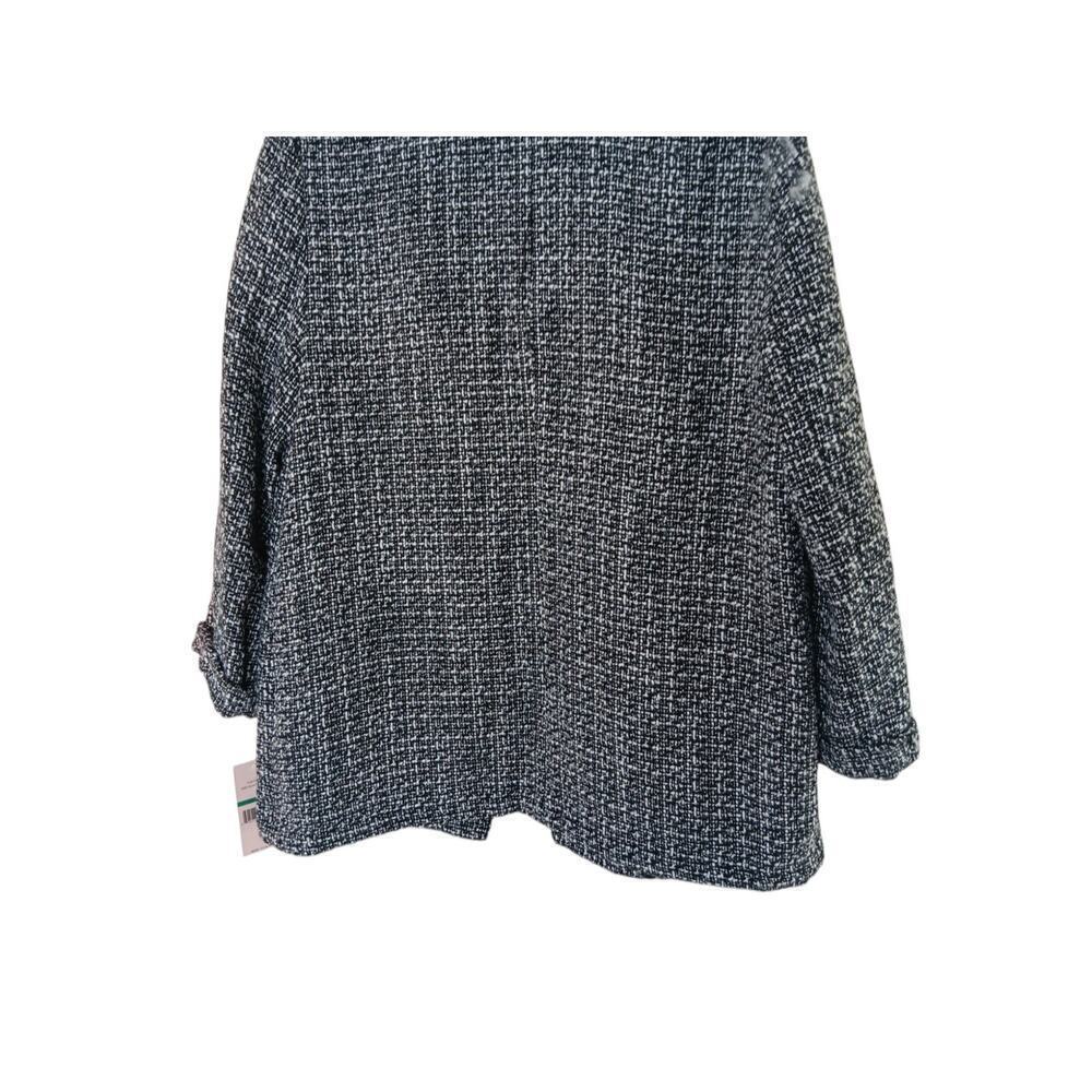 Nanette Lepore Blazer Large Very Black White Tweed Open Jacket Workwear NWT - Picture 6 of 13